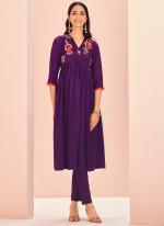 Chinnon Wine Party Wear Hand Work Readymade Kurti With Pant